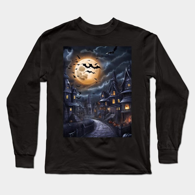 Halloween town, horror nights, party Long Sleeve T-Shirt by Designs Stack